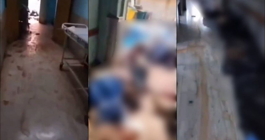 醫院內充滿屍體、走廊堆滿屍袋。（圖／翻攝自社群網站X）