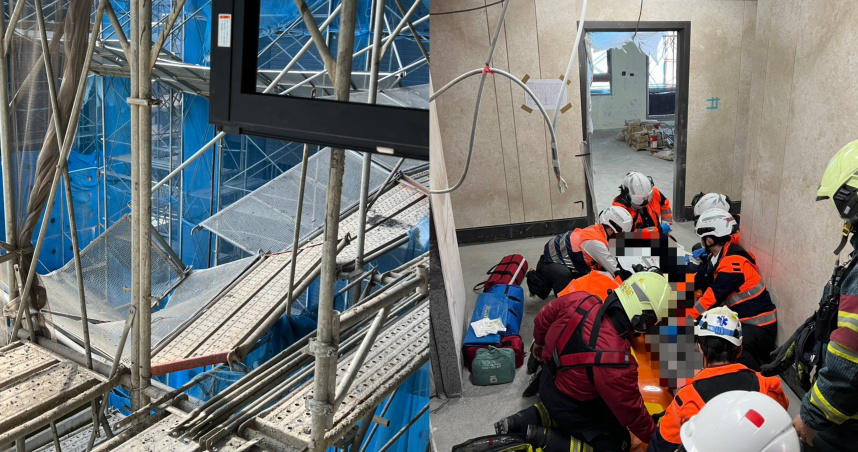 北市信義區工安意外！工人重心不穩12樓鷹架跌落　意識清楚急送醫