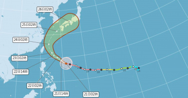強烈颱風薔琵21日凌晨2時路徑圖。（圖／氣象署）