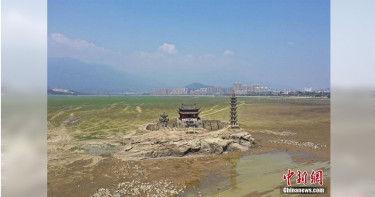 鄱陽湖水位下降 千年遺跡「落星墩」重見天日