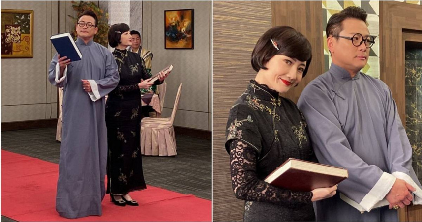 江宏恩與劉曉憶為《願望》Cosplay成徐志摩與陸小曼，氣質扮相跟平時差很大，讓兩人頻被吐槽。（圖／三立）