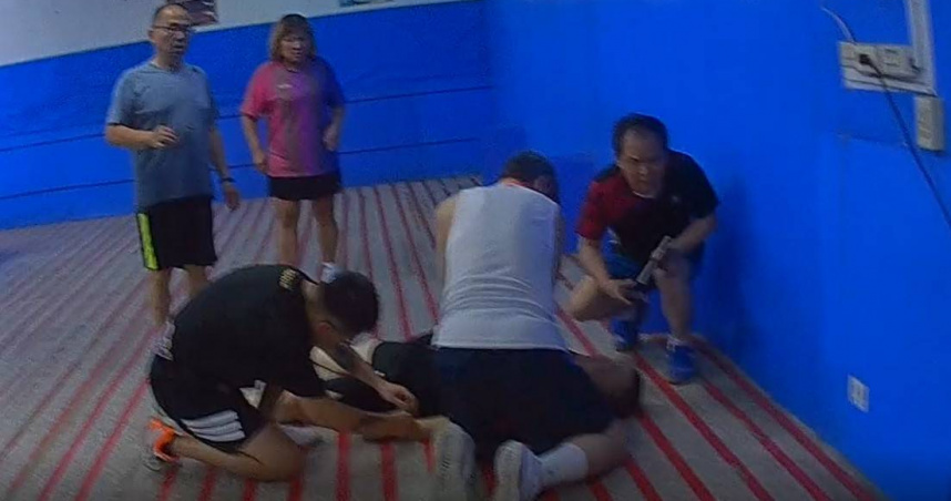 新竹縣新埔鎮一名51歲男子日前在與友人打桌球時，突感覺身體不適，隨後倒地不起。（圖／翻攝自新埔消防分隊臉書）