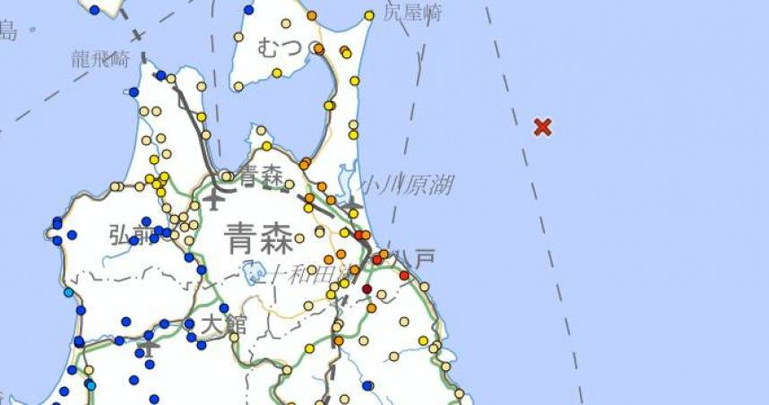 日本青森強震至少30人傷。（圖／翻攝自日本氣象廳）