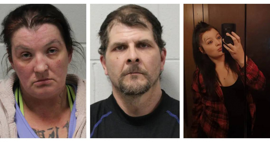 寇特妮與布萊德利雙雙被警方逮捕，兩人分別為死者麗貝卡‧帕克的生母與繼父。（圖／Missaukee County Sheriffs Office、翻攝自FB，Rebecca Kay Falor）