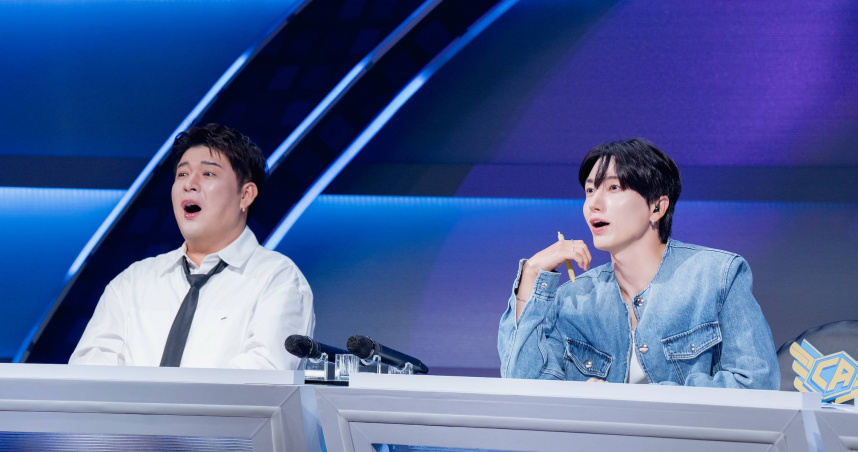 神童（左）、利特（右）對《宇宙啦啦隊》女孩們的表演驚喜不已。（圖／華視提供）