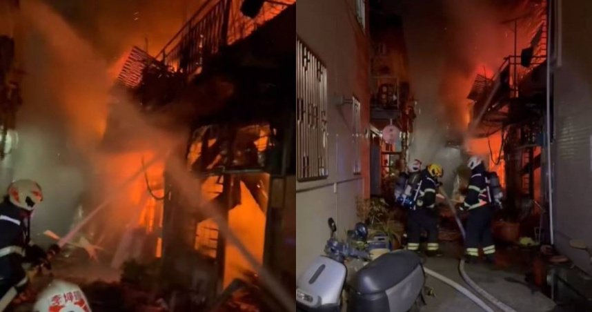 嘉義市興業東路145巷發生火警。（圖／翻攝自臉書／嘉義市政府消防局）