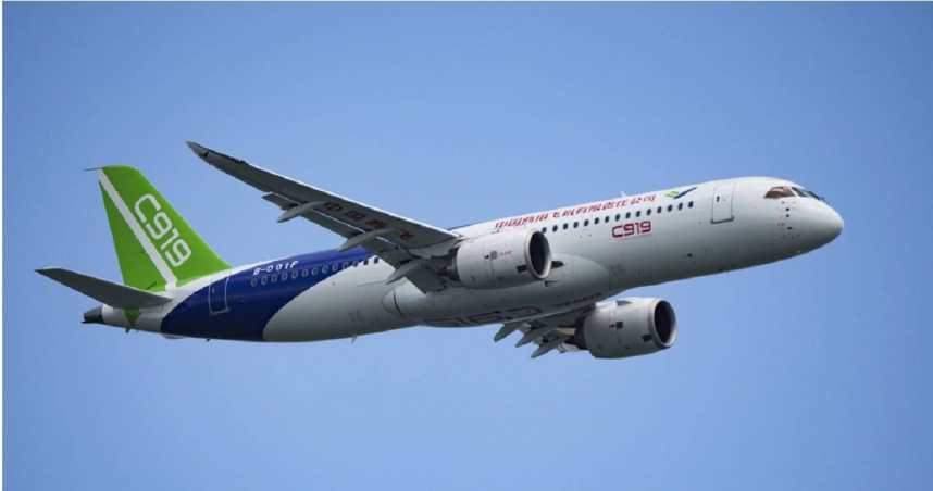 大陸國產客機「中國商飛C919」。（圖／達志／美聯社）