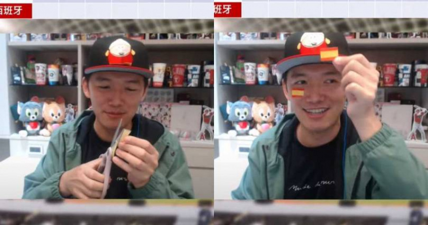 台南Josh直播自製西班牙國旗貼紙。（圖／翻攝自IG／台南Josh）