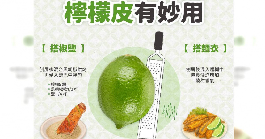 檸檬皮含有比檸檬汁多10倍的維生素及生物活性化合物。(圖/翻攝自臉書/鮮享農YA-農糧署)