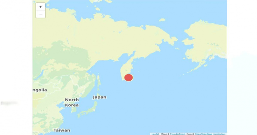 我國中央氣象署針對俄羅斯今天下午發生的芮氏規模7.4地震，發布海嘯預警。（圖／翻攝自氣象署地震測報中心，下同）