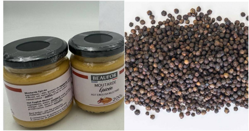 法國出口英式辣味芥末醬、越南出口黑胡椒粒。（合成圖／食藥署提供）