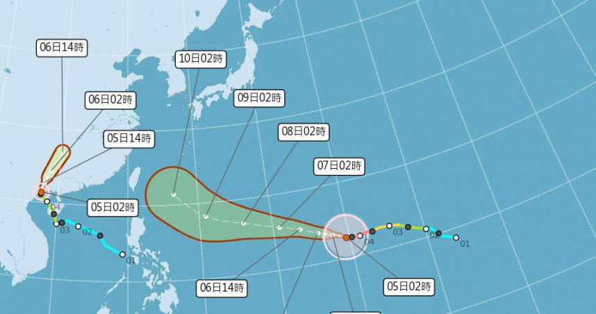強颱巴威逐漸靠近台灣。（圖／中央氣象署提供）