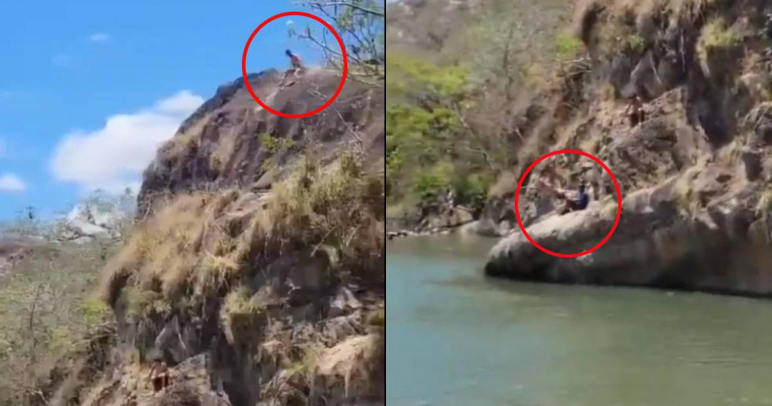 洪都拉斯科馬亞瓜（Comayagua）南部一名男子日前到當地一處水潭戲水，跳水時疑似沒抓好距離，直接重擊水潭邊一塊凸出來的岩石，當場身亡。（圖／X／@ActualidaViral）