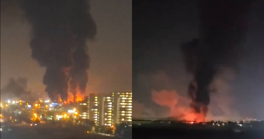 伊朗首都德黑蘭西部的梅赫拉巴德機場（Mehrabad Airport）發生爆炸。（圖／翻攝自社群網站X）