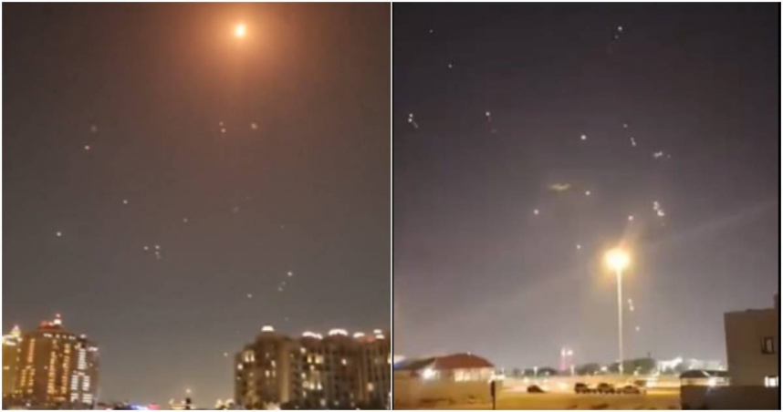 伊朗發射飛彈襲擊美國位於卡達的空軍基地，一名台灣妹子當時正好在現場，親眼直擊「飛彈越過頭頂」的驚險電影場面。（圖／擷取自X）