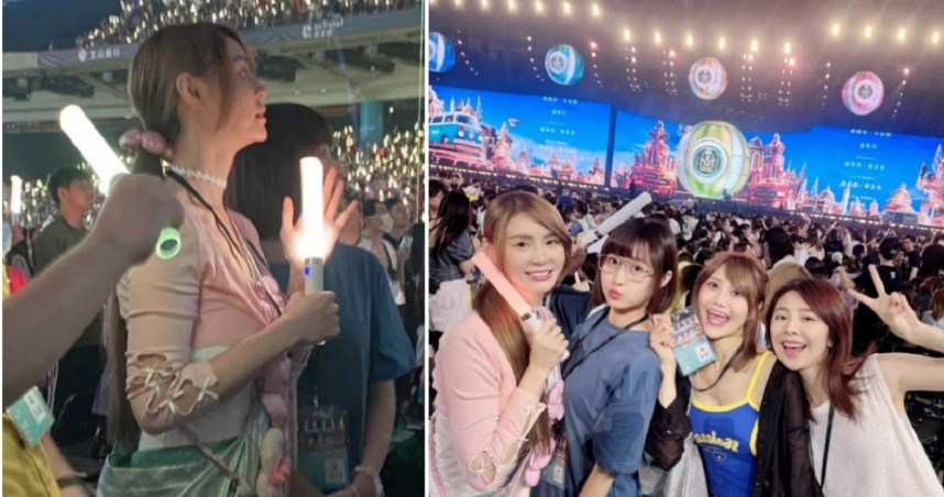 短今日前前往大巨蛋欣賞五月天演唱會,還與中信兄弟的姐妹們開心合影。(圖/讀者提供/翻攝自短今IG)