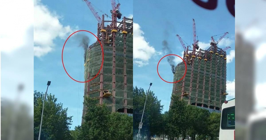台北市新建的雙子星大樓，17日下午再傳火警。（圖／網友提供）