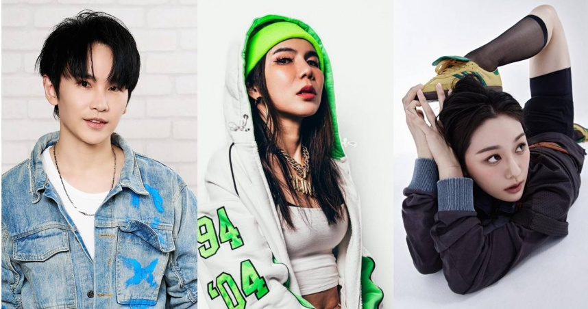 牛奶（左起）、Nike、Debby，為《宇宙啦啦隊》組成實力超群的「黃金三角」評審團。（圖／緯來提供）