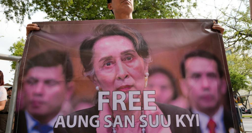 翁山蘇姬健康惡化，其子呼籲軍方儘速釋放，結束長期拘禁。（圖／達志／美聯社，下同）