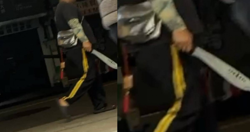 29歲男持長刀亂晃士林夜市。（圖／Threads＠hxuxxzi提供）
