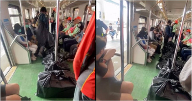 一名女子帶著8大袋行李搭台鐵，害列車延誤14分鐘。（圖／翻攝臉書／爆料公社）