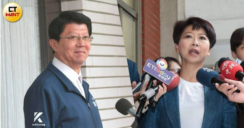 台南市長選戰聚焦社福政策，謝龍介提出敬老卡每月1千元額度，陳亭妃則以「福利六都齊」主張逐年補足台南與其他五都的福利差距。（圖／黃摯恩後製／周志龍攝）