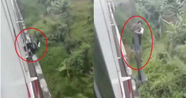 騎士抄近路走鐵路橋 「火車來了」抱水泥柱保命