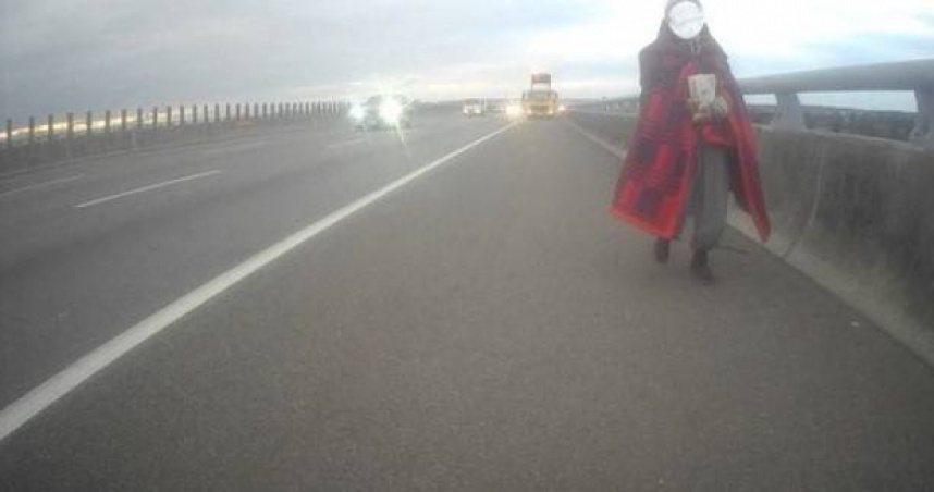 許女因沒錢竟想從台北走回嘉義住家，結果誤闖國道3號遭警方帶離開罰。（圖／翻攝畫面）