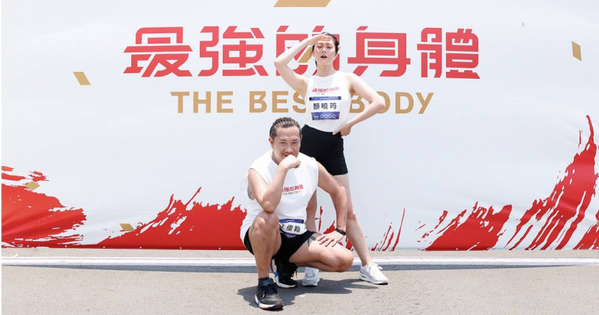 55歲江俊翰（前）是混雙組年紀最大的參賽者。（圖／好看娛樂提供）