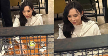 2月3日下午，讀者在咖啡廳巧遇康茵茵，因為視角關係，一度無法看清楚她的約會對象。（圖／讀者提供）