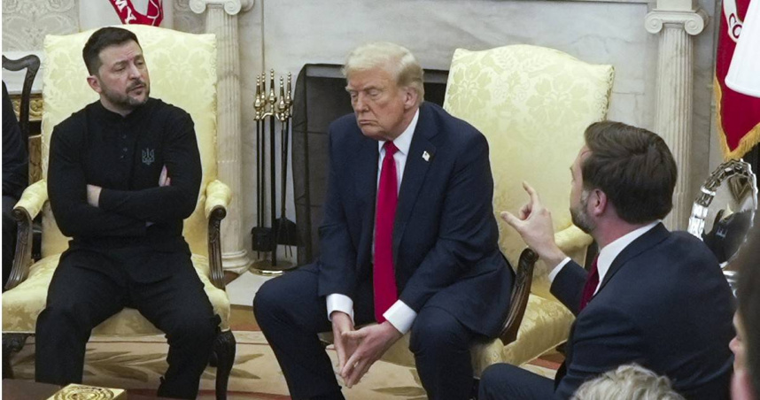 美國總統川普與烏克蘭總統澤倫斯基在白宮爆發激烈爭執。（圖／達志／美聯社）