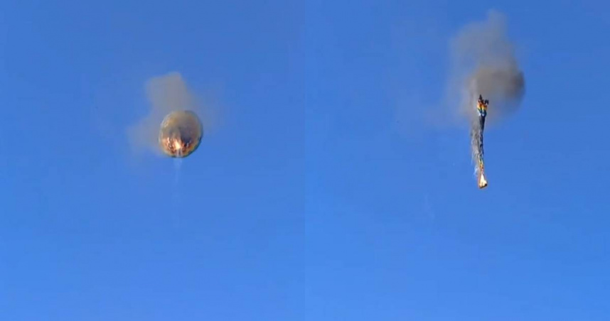 一顆載有21人的熱氣球在升空後不久突然開始起火燃燒。（圖／翻攝自X／@Bihar_Nawada）