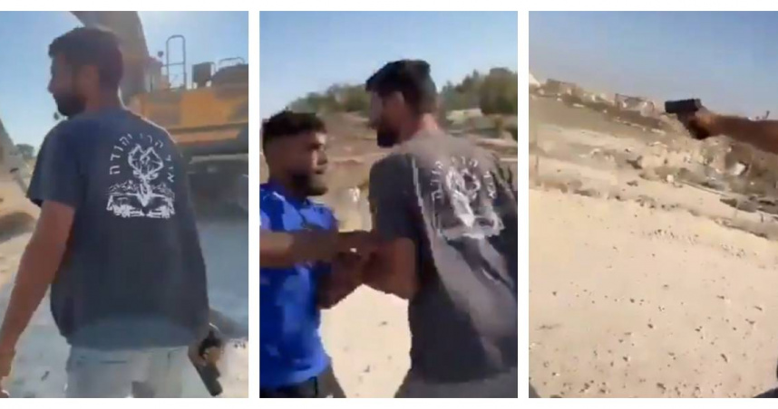 以色列定居者殷農‧李維（Yinon Levy）涉嫌在西岸烏姆哈凱爾村槍殺巴勒斯坦教師奧德‧哈達林（Odeh Hadalin），事發瞬間被死者隨身攝影機拍下。（圖／翻攝自X）