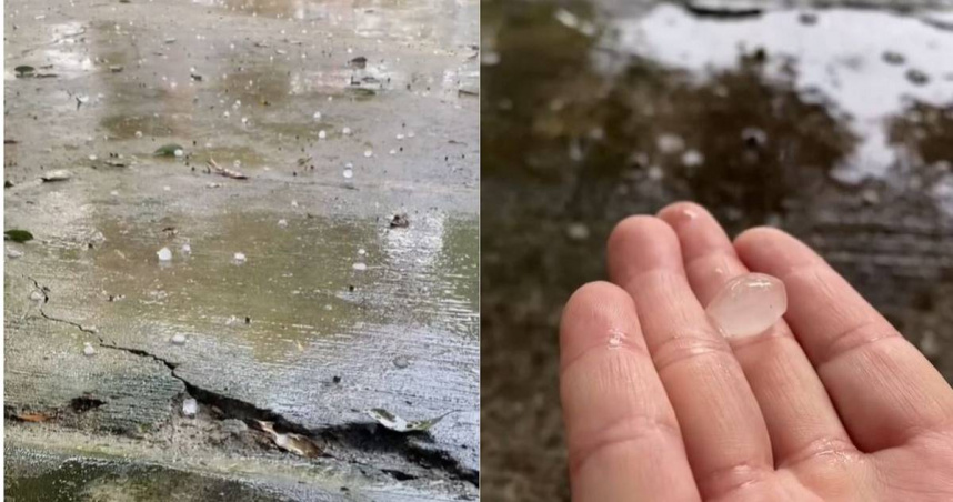 不只合歡山，連台中市也下起冰雹雨，就有當地民眾將所見影像發上網，引起許多人熱議。（圖／初心旅行農莊民宿提供，Threads@nelly_hopeishere）