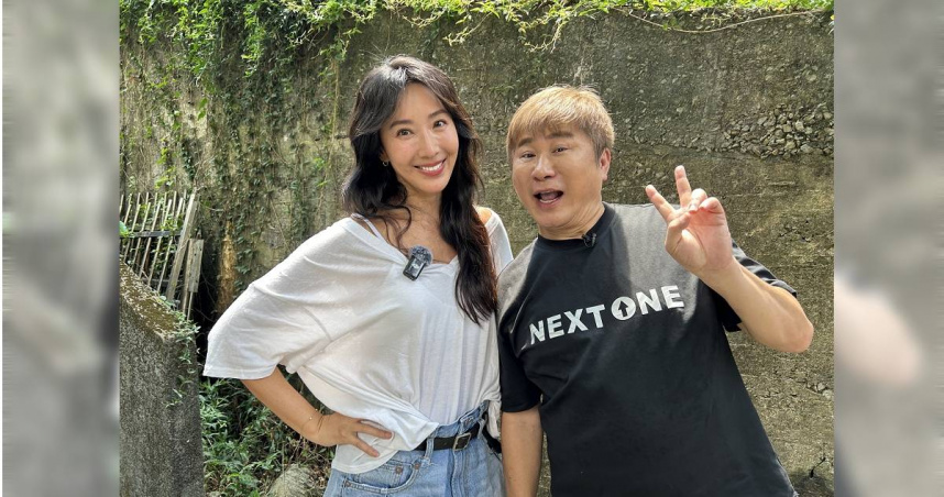 隋棠（左）上胡瓜節目。（圖／下面一位提供）