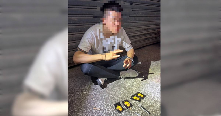 北市信義分局員警獲報有男子多次提款失敗，意外逮獲男子吸食喪屍煙彈並持有搖頭丸。(圖／翻攝畫面)