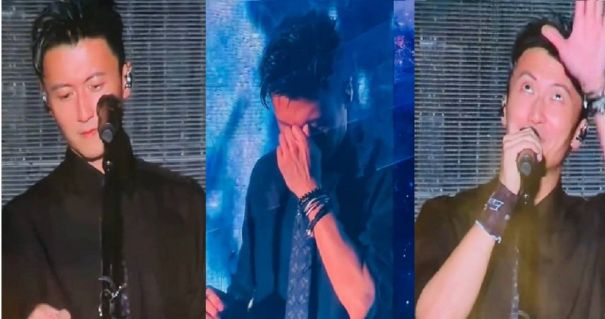 謝霆鋒強忍喪父之痛開唱！摘墨鏡眼眶泛淚　向天空微笑揮手：謝謝你
