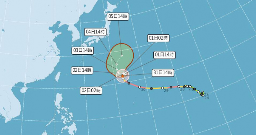 中度颱風「煙花」最新動態持續受到關注。（圖／氣象署）