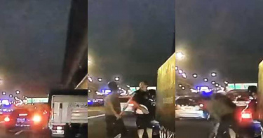 完全沒在挑地點!國道發生行車糾紛 兩名男子下車後直接高速公路上開打