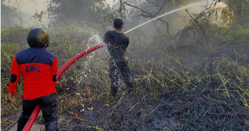 印尼乾季加劇森林火警，北與西蘇門答臘燒毀面積達46公頃。（資料照／達志／美聯社）