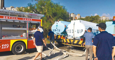 基隆水情吃緊，有104輛水車前往支援，確保民眾用水。（台灣自來水公司提供／陳彩玲基隆傳真）