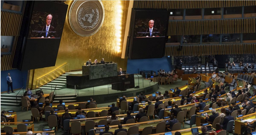 沙烏地阿拉伯與法國29日在聯合國（United Nations）主辦會議。（圖／達志／美聯社）