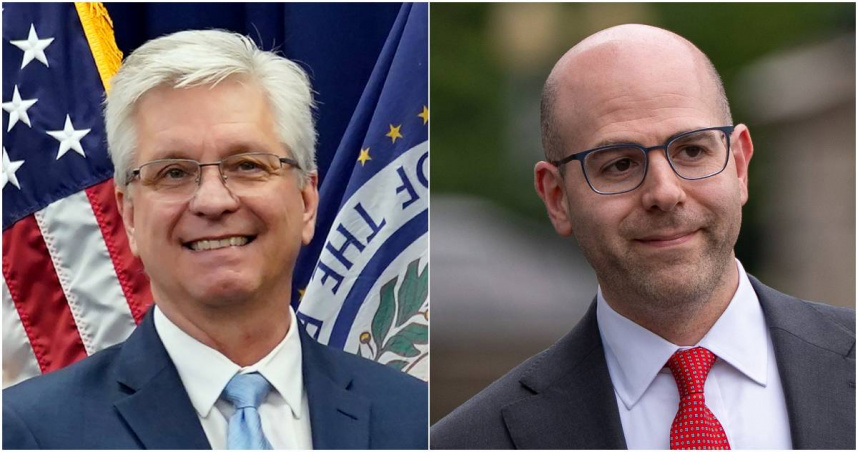 聯準會理事沃勒（左）、經濟顧問委員會主席米蘭（右）。（圖／達志／美聯社）