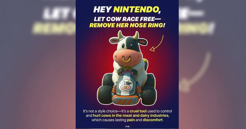PETA要求任天堂移除乳牛角色的鼻環。（圖／翻攝自FB @official.peta）