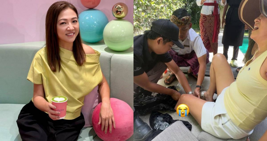 岳啟儒踩空雙腿嚴重擦傷。（圖／翻攝臉書／岳啟儒）