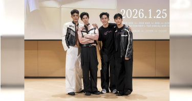 《我說愛你是真的》舉行首場宣傳活動，主演楊翹碩（左起）、夏和熙、葛兆恩、紀成澔帥氣出席。（圖／結果娛樂提供）