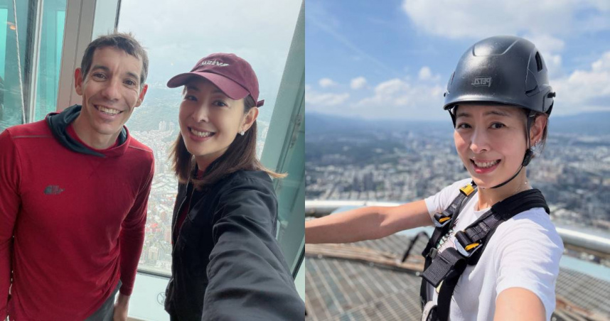 霍諾德25日完成徒手攀登台北101。（圖／翻攝臉書／賈永婕）