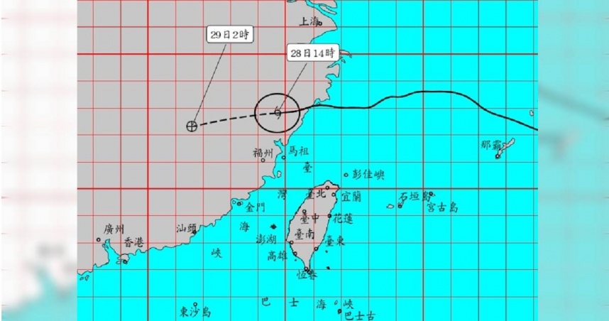 颱風沙德爾今（28）日上午在大陸浙江玉環市登陸，已是當地今年第3度有颱風登陸。（圖／中央氣象署）