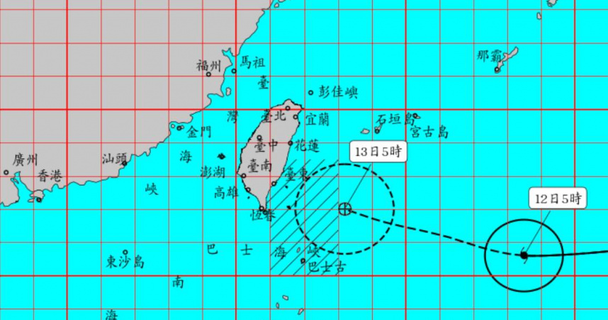 氣象署發布海上颱風警報。（圖／氣象署）