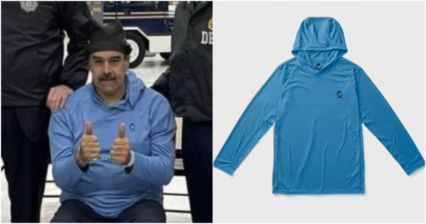 馬杜洛被戴上手銬、押送抵達紐約（New York）的照片，意外讓1家位於美國緬因州（Maine）的服飾公司成為全球鎂光燈焦點。（圖／翻攝自X平台／@ORIGINBJJ）